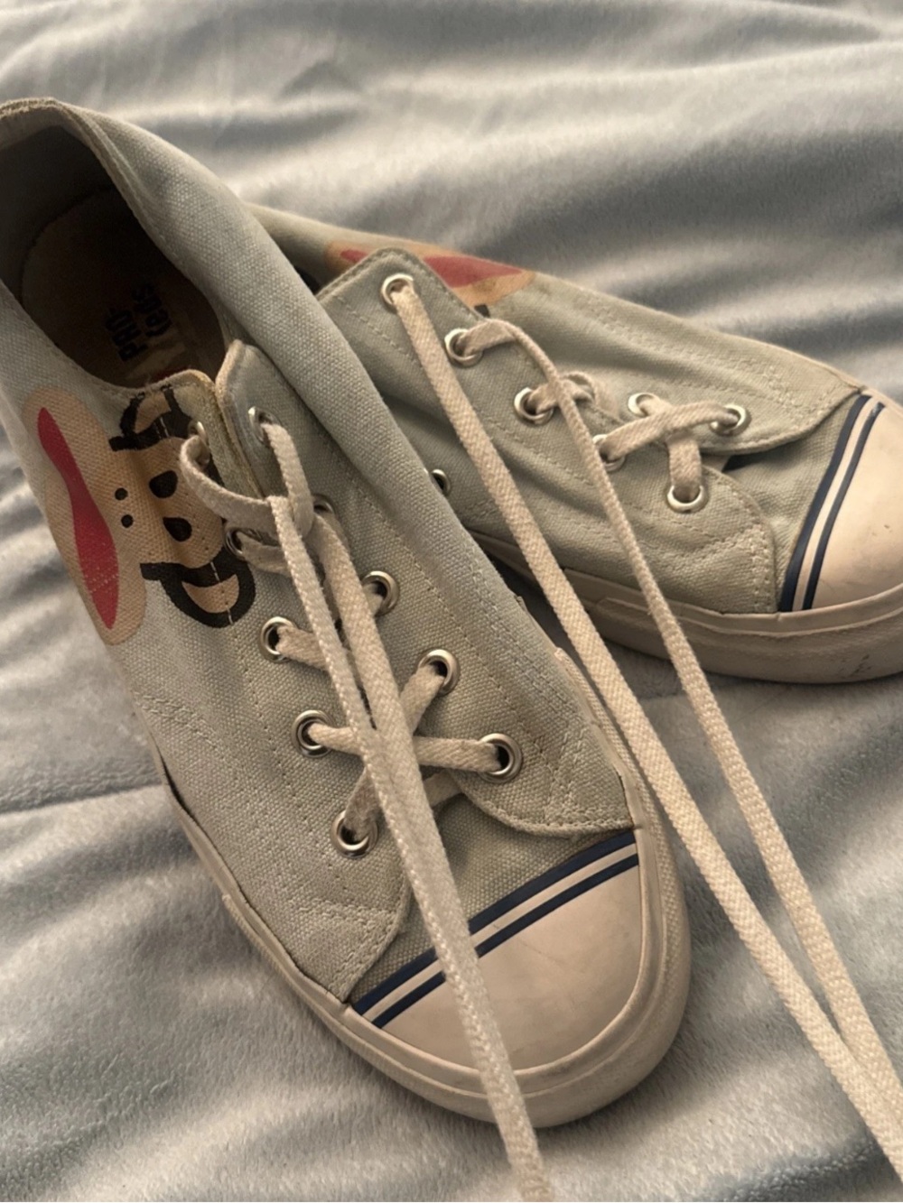 Vintage 90's Paul Frank Pro Keds Canvas Sneakers W8 M6.5 Blue Julius Monkey